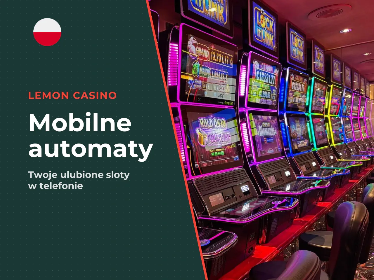 Sloty, automaty i gry w kasynie na telefonie. Biblioteka slotów obejmuje tytuły od dostawców takich jak Pragmatic Play, NetEnt, Play'n GO, Microgaming czy Yggdrasil. Znajdziesz tu zarówno klasyczne „o