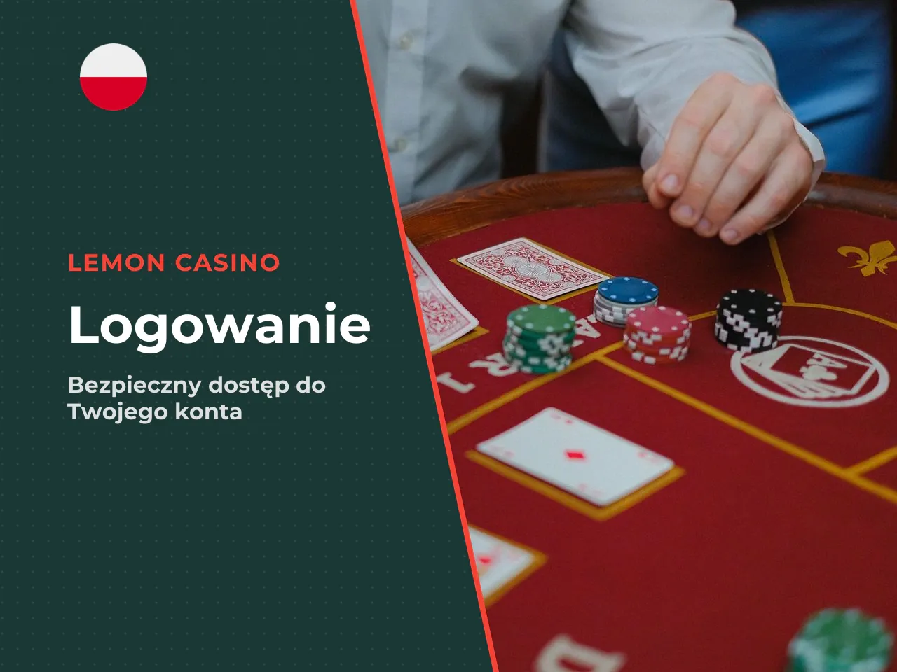Logowanie przez e-mail i hasło. To jedyna potwierdzona metoda autoryzacji w Lemon Casino. Według materiałów afiliacyjnych platforma nie umożliwia logowania przez Google, Apple ani profile w mediach sp